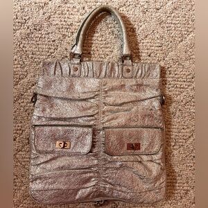 Alexis Hudson Silver Leather Satchel Bag